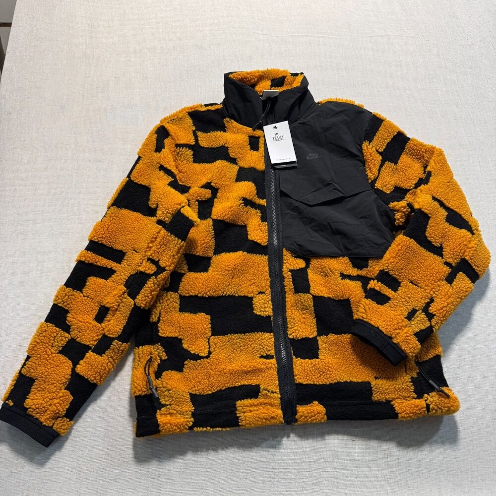 Nike Therma-Fit Jacket Black & Yellow Fleece Full Zip Geometric Design